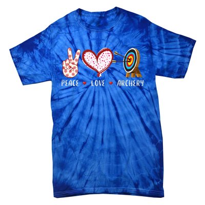 Peace Love Archery Target Gifts Women Archers Tie-Dye T-Shirt