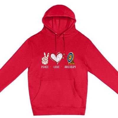 Peace Love Archery Target Gifts Women Archers Premium Pullover Hoodie