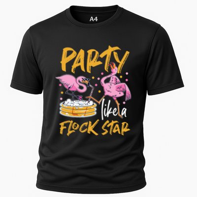 Party Like A Flock Star Flamingos In Kiddie Pool Performance Shirt
