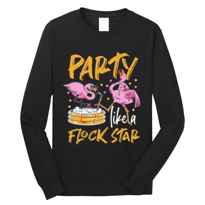 Party Like A Flock Star Flamingos In Kiddie Pool Long Sleeve Shirt