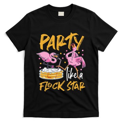 Party Like A Flock Star Flamingos In Kiddie Pool T-Shirt