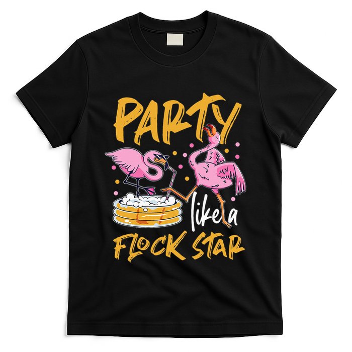 Party Like A Flock Star Flamingos In Kiddie Pool T-Shirt