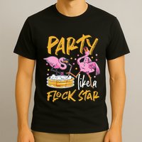 Party Like A Flock Star Flamingos In Kiddie Pool T-Shirt