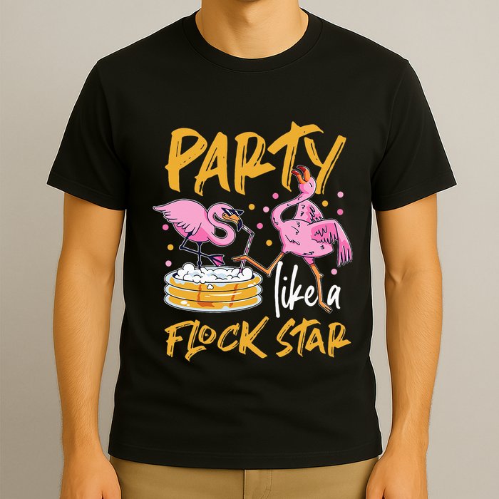Party Like A Flock Star Flamingos In Kiddie Pool T-Shirt