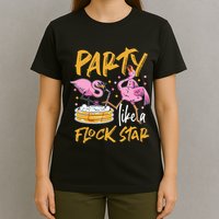 Party Like A Flock Star Flamingos In Kiddie Pool T-Shirt