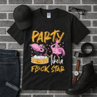 Party Like A Flock Star Flamingos In Kiddie Pool Tall T-Shirt