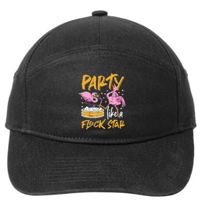 Party Like A Flock Star Flamingos In Kiddie Pool 7-Panel Snapback Hat