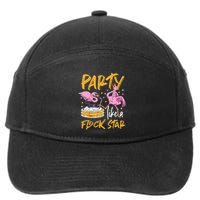 Party Like A Flock Star Flamingos In Kiddie Pool 7-Panel Snapback Hat