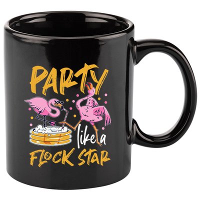 Party Like A Flock Star Flamingos In Kiddie Pool 11oz C Handle Ceramic Mug