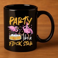 Party Like A Flock Star Flamingos In Kiddie Pool 11oz C Handle Ceramic Mug