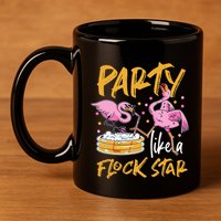 Party Like A Flock Star Flamingos In Kiddie Pool 11oz C Handle Ceramic Mug