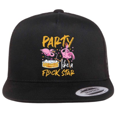 Party Like A Flock Star Flamingos In Kiddie Pool Flatbill Hat