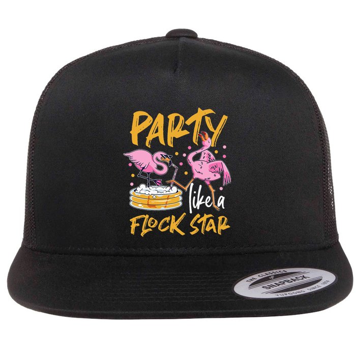 Party Like A Flock Star Flamingos In Kiddie Pool Flatbill Hat