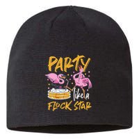 Party Like A Flock Star Flamingos In Kiddie Pool Sustainable Beanie