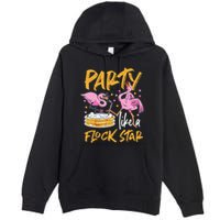 Party Like A Flock Star Flamingos In Kiddie Pool Premium Pullover Hoodie