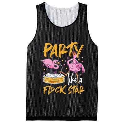 Party Like A Flock Star Flamingos In Kiddie Pool Mesh Reversible Basketball Jersey Tank