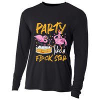 Party Like A Flock Star Flamingos In Kiddie Pool Cooling Performance Long Sleeve Crew