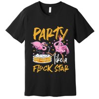 Party Like A Flock Star Flamingos In Kiddie Pool Premium T-Shirt