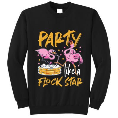 Party Like A Flock Star Flamingos In Kiddie Pool Tall Sweatshirt
