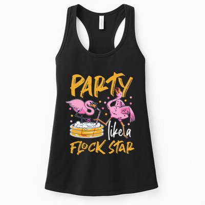 Party Like A Flock Star Flamingos In Kiddie Pool Womens Tank Top