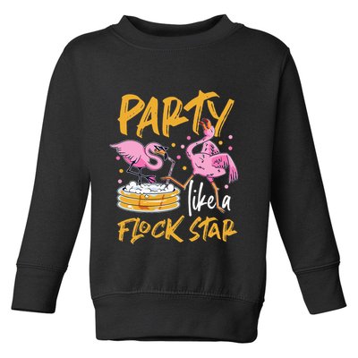 Party Like A Flock Star Flamingos In Kiddie Pool Toddler Sweatshirt