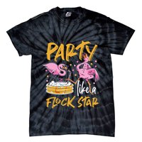 Party Like A Flock Star Flamingos In Kiddie Pool Tie-Dye T-Shirt