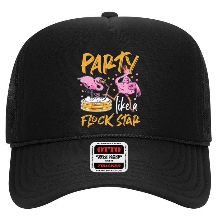 Party Like A Flock Star Flamingos In Kiddie Pool Trucker Hat