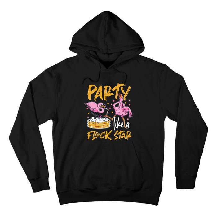 Party Like A Flock Star Flamingos In Kiddie Pool Tall Hoodie