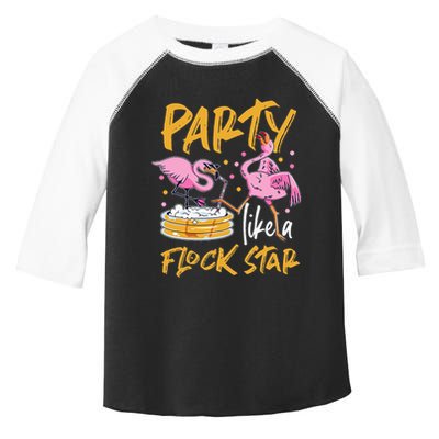 Party Like A Flock Star Flamingos In Kiddie Pool Toddler Fine Jersey T-Shirt