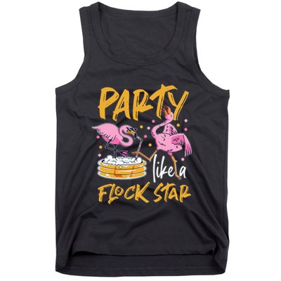 Party Like A Flock Star Flamingos In Kiddie Pool Tank Top