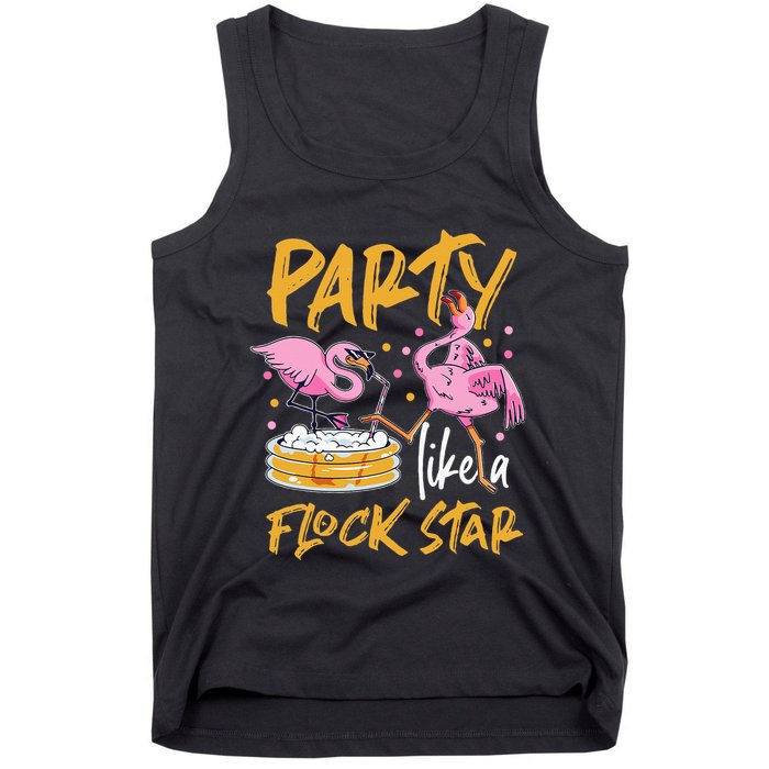 Party Like A Flock Star Flamingos In Kiddie Pool Tank Top