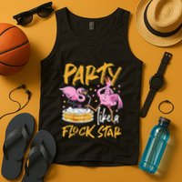 Party Like A Flock Star Flamingos In Kiddie Pool Tank Top