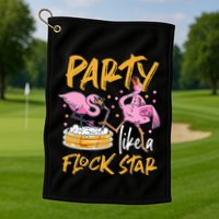 Party Like A Flock Star Flamingos In Kiddie Pool Golf Towel
