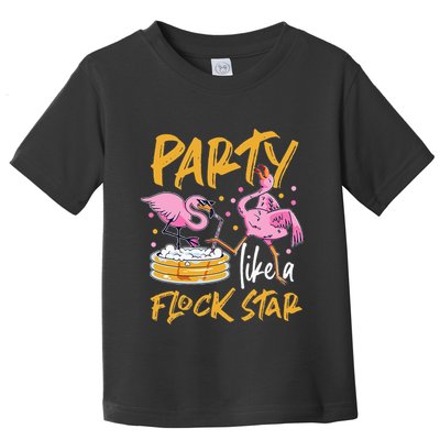 Party Like A Flock Star Flamingos In Kiddie Pool Toddler T-Shirt