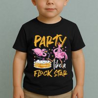 Party Like A Flock Star Flamingos In Kiddie Pool Toddler T-Shirt