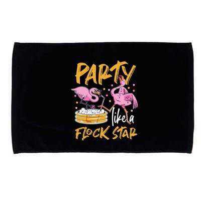 Party Like A Flock Star Flamingos In Kiddie Pool Microfiber Hand Towel