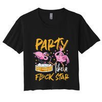 Party Like A Flock Star Flamingos In Kiddie Pool Crop Top