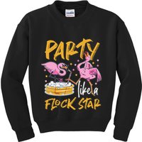 Party Like A Flock Star Flamingos In Kiddie Pool Kids Sweatshirt