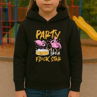 Party Like A Flock Star Flamingos In Kiddie Pool Kids Hoodie