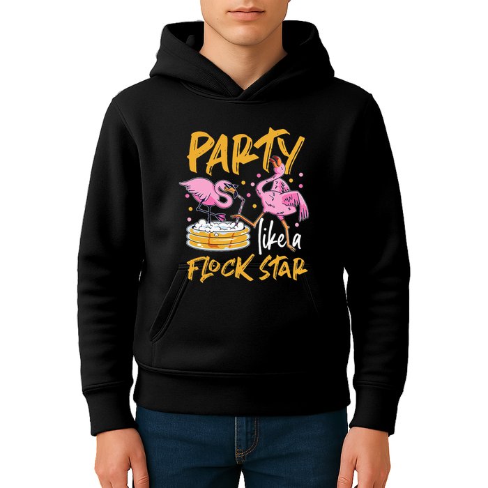 Party Like A Flock Star Flamingos In Kiddie Pool Kids Hoodie