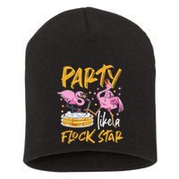 Party Like A Flock Star Flamingos In Kiddie Pool Short Acrylic Beanie