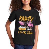 Party Like A Flock Star Flamingos In Kiddie Pool Kids T-Shirt