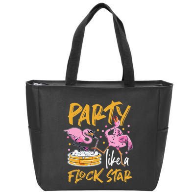 Party Like A Flock Star Flamingos In Kiddie Pool Zip Tote Bag