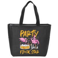 Party Like A Flock Star Flamingos In Kiddie Pool Zip Tote Bag