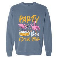 Party Like A Flock Star Flamingos In Kiddie Pool Garment-Dyed Sweatshirt