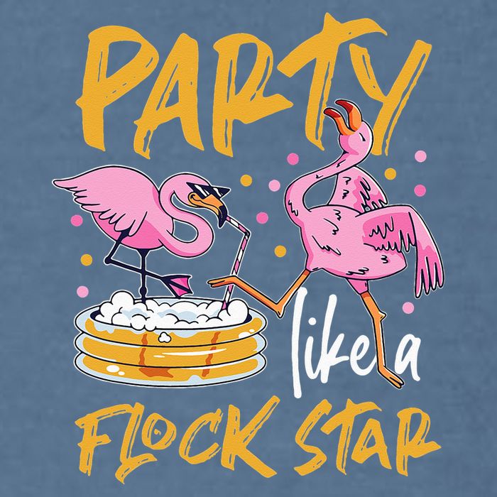 Party Like A Flock Star Flamingos In Kiddie Pool Garment-Dyed Sweatshirt