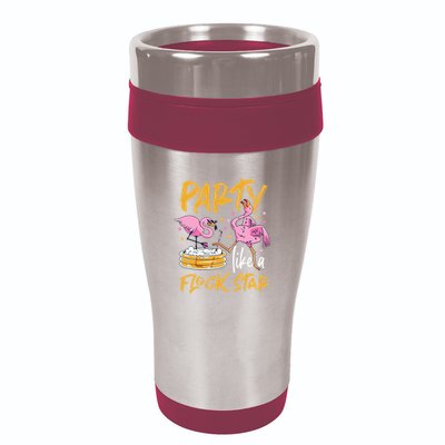 Party Like A Flock Star Flamingos In Kiddie Pool 16oz Travel Tumbler