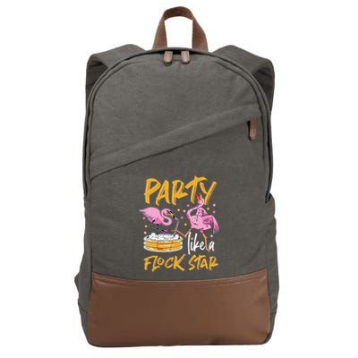 Party Like A Flock Star Flamingos In Kiddie Pool Cotton Canvas Backpack