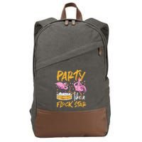 Party Like A Flock Star Flamingos In Kiddie Pool Cotton Canvas Backpack