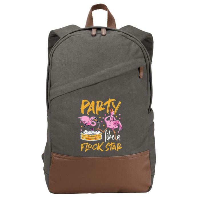 Party Like A Flock Star Flamingos In Kiddie Pool Cotton Canvas Backpack